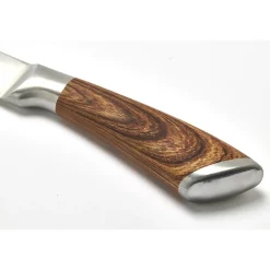 Hot Pradel France Lot de 4 couteaux à steak tout inox effet bois